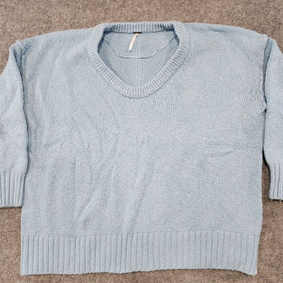 Free People Womens S Small Love Light Sweater Blue Oversized Knit Lightweight - Picture 4 of 13